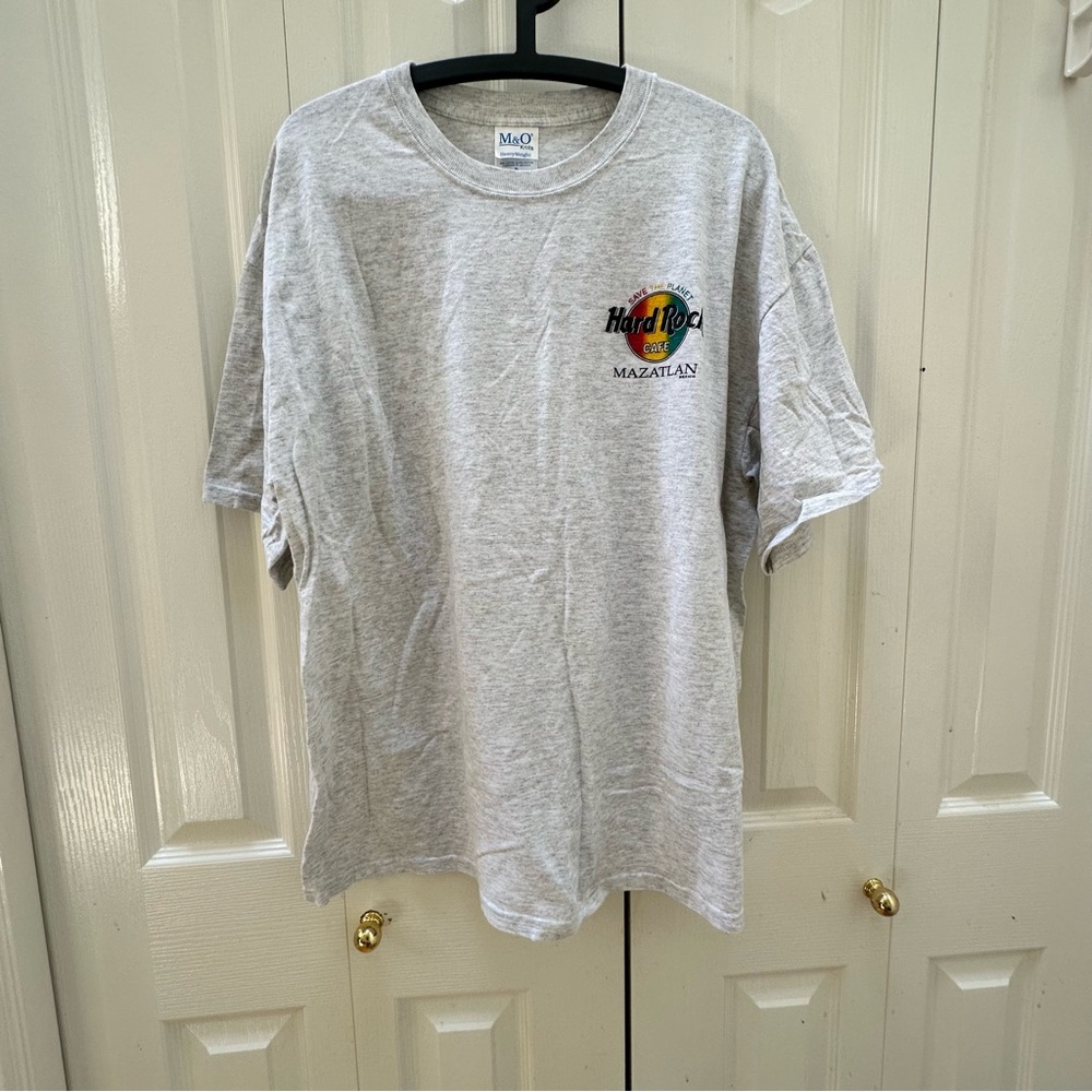 Vintage Hard Rock Cafe Shirt Mens Gray Mazatlan Mexico Spell Out Logo Flag XL
